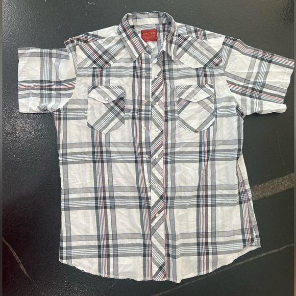 Wrangler Other - Rustler Wrangler Short Sleeve Pearl Snap Western shirt x-long tails